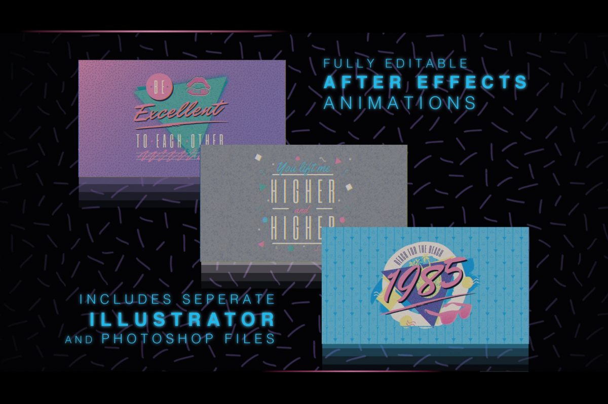 1980s Title Logo Animation Templates For After Effects