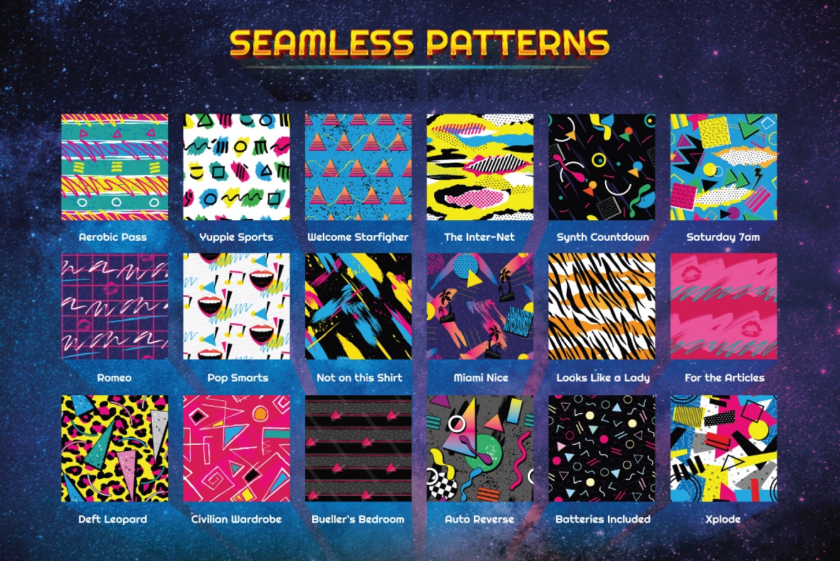 Download 80s retro fabric patterns