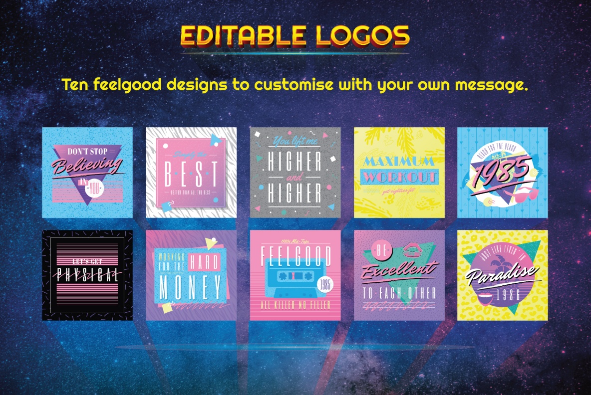 1980s retro logo designs vector download