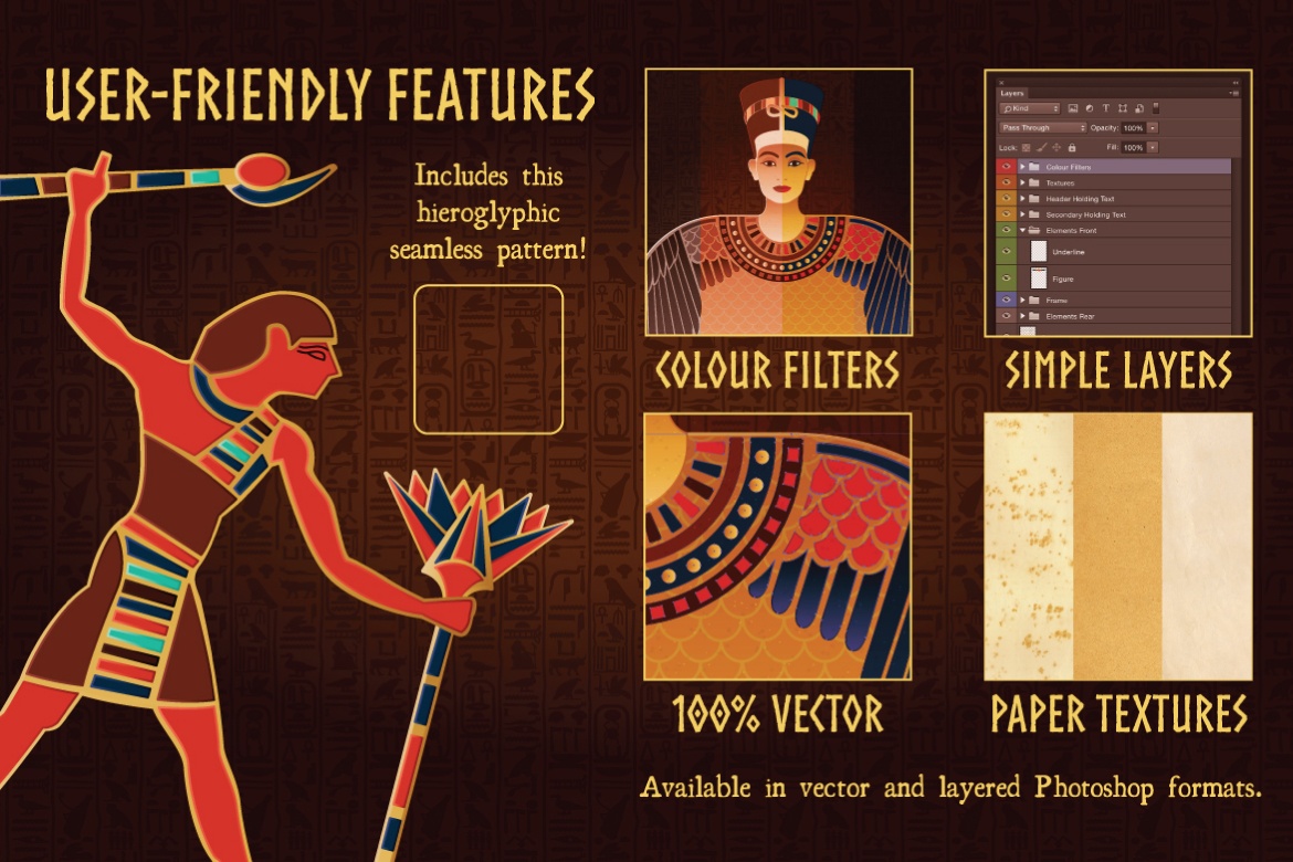 Egyptian Illustrations and Design Templates