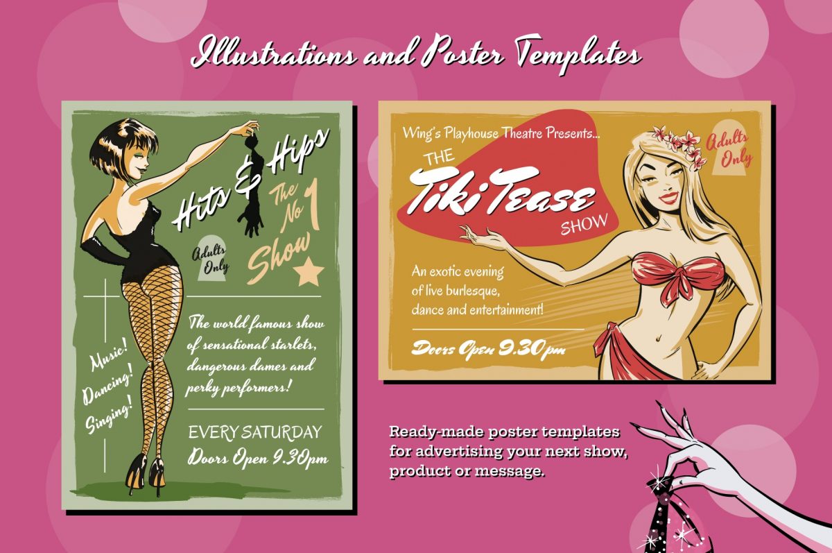 Pin-Up Illustrations and Poster Templates
