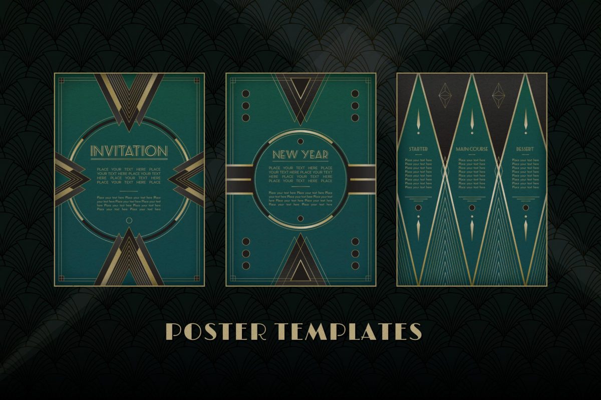 Vintage Art Deco Graphics Collection by Wing's Art Studio