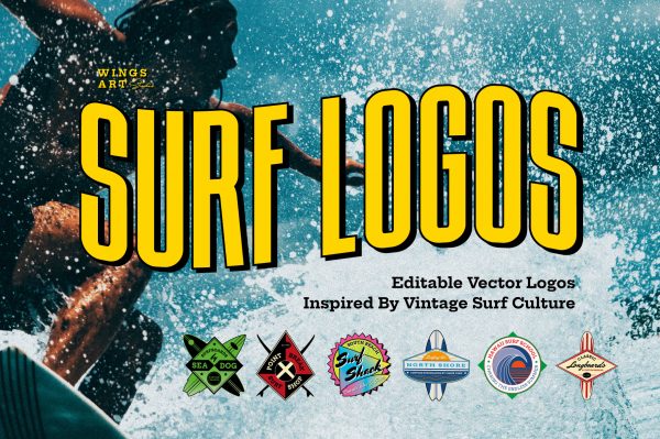 Surf Logo Design Templates for Photoshop