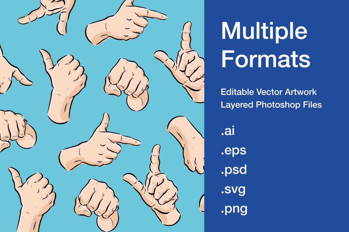 Free Illustrated Hand Poses - Vector Illustrations