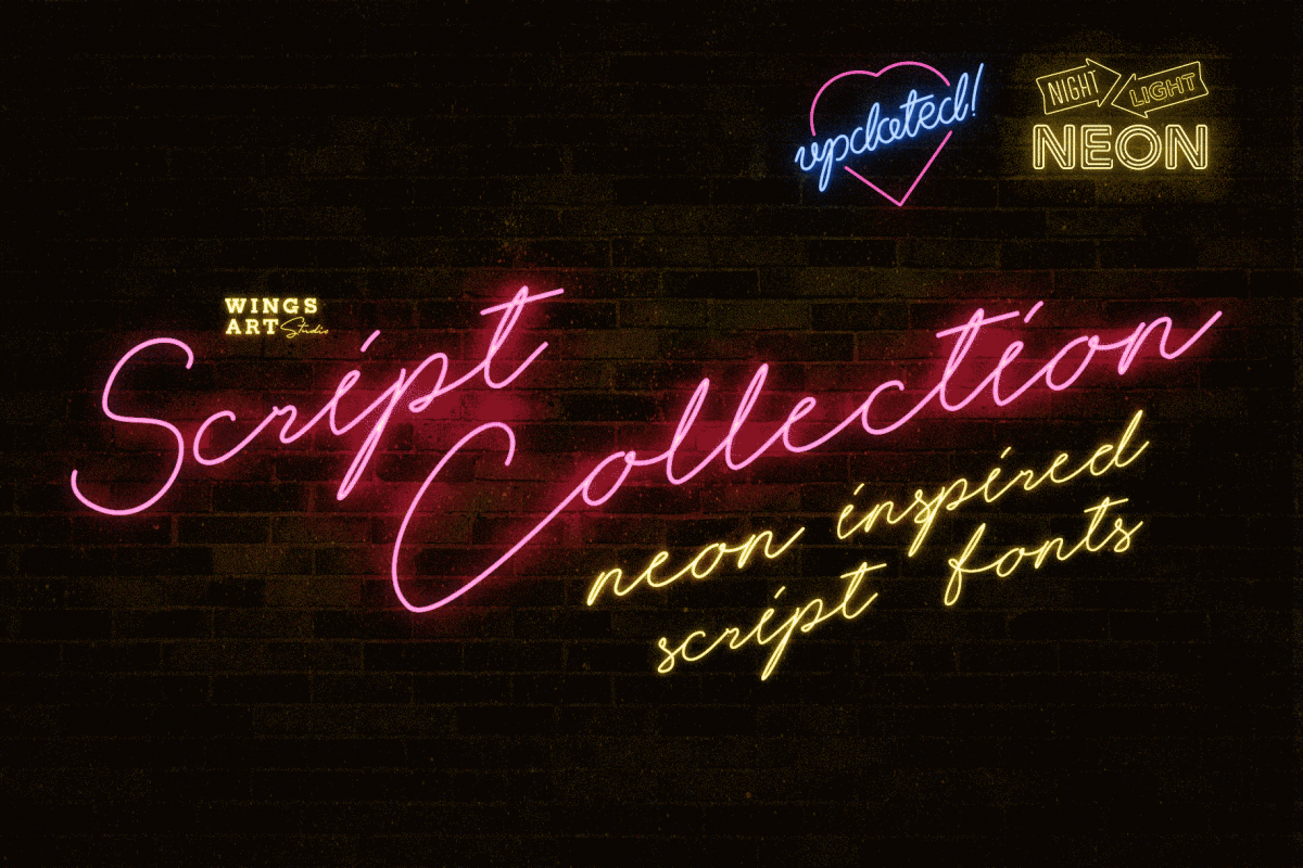 Night Light Neon Script Font by Wingsart Studio