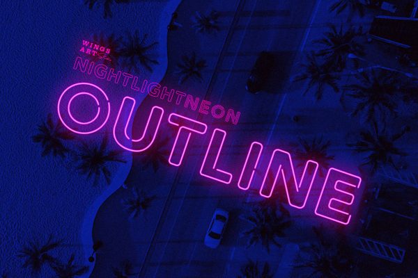 Neon Font - Outline by Wing's Art Studio