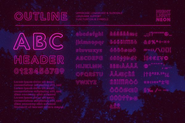 Neon Font - Outline by Wing's Art Studio