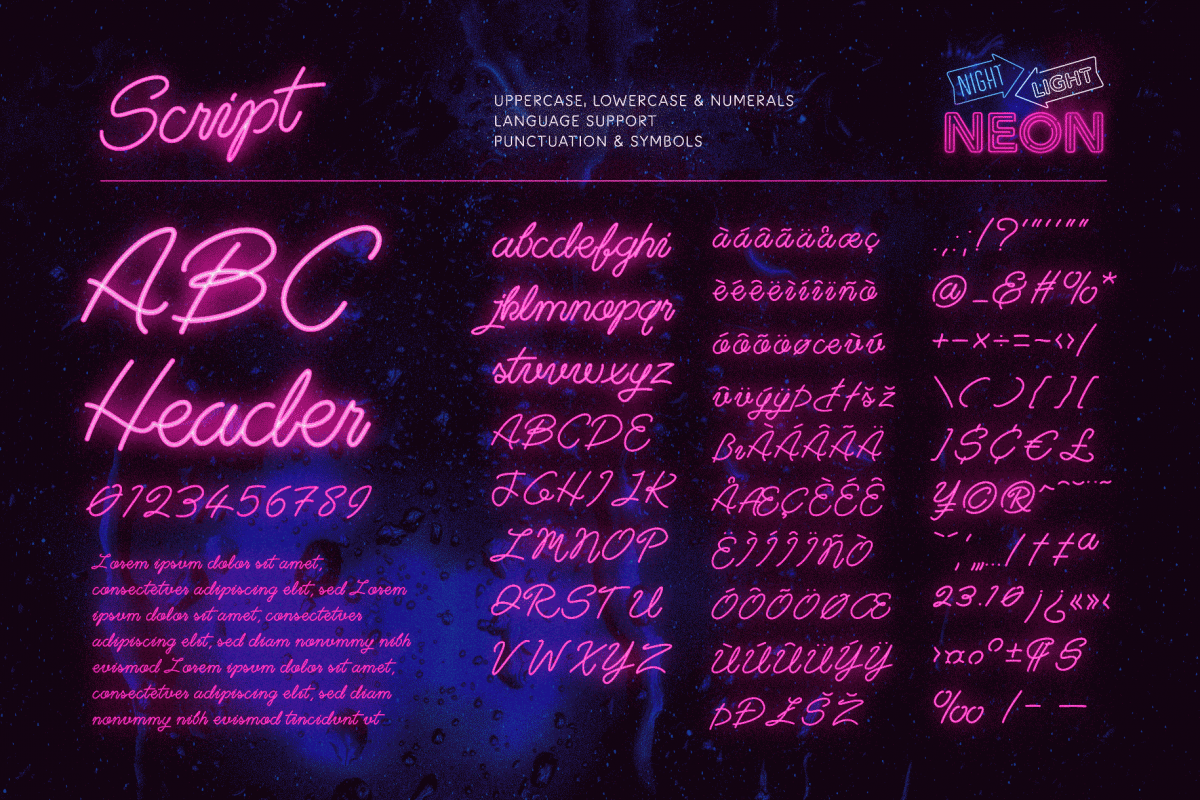 Retro Neon Font Collection Vintage Script Style