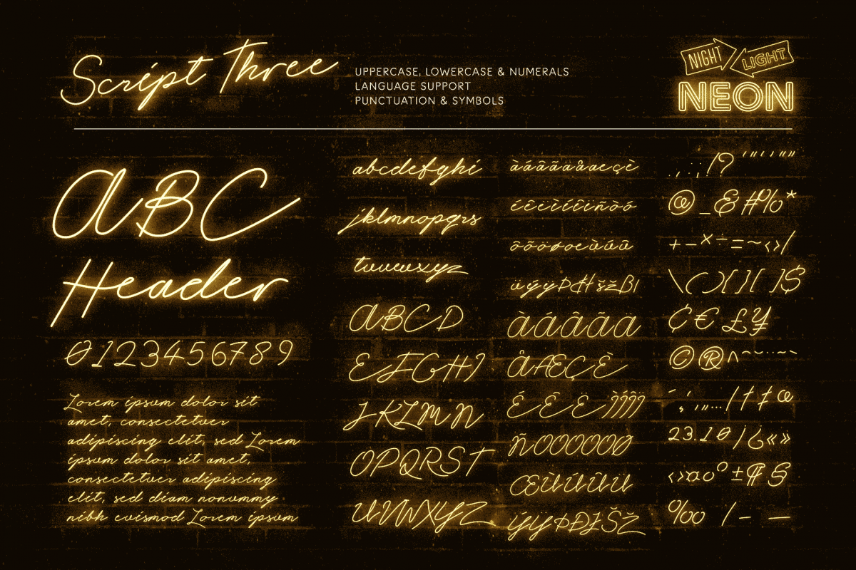 Retro Neon Font Collection Cool Script Style