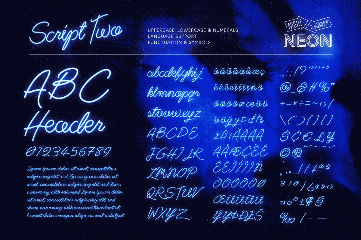 Retro Neon Font Collection Retro Script Style
