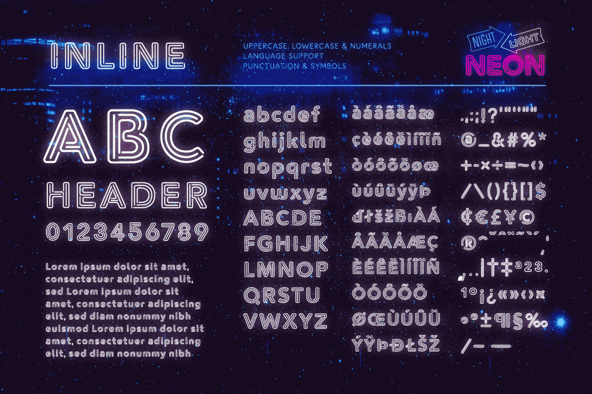 Retro Neon Font Collection Inline Style