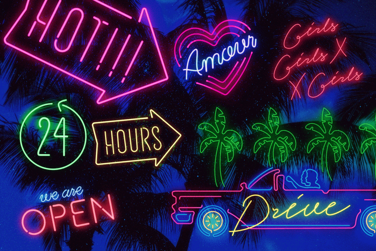 Vintage Neon Signs and Lettering Examples