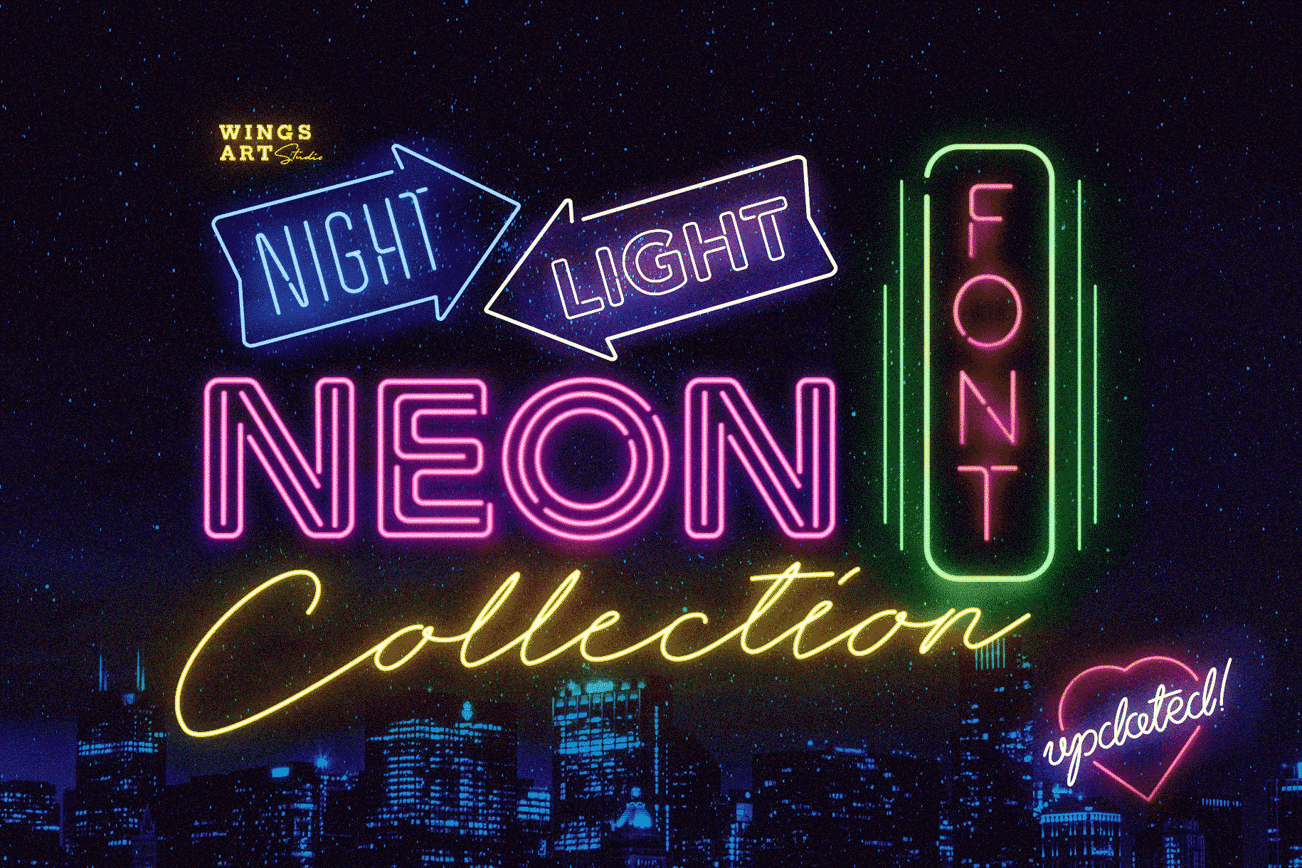 Retro Neon Font Collection by Wing's Art Studio - Free Download