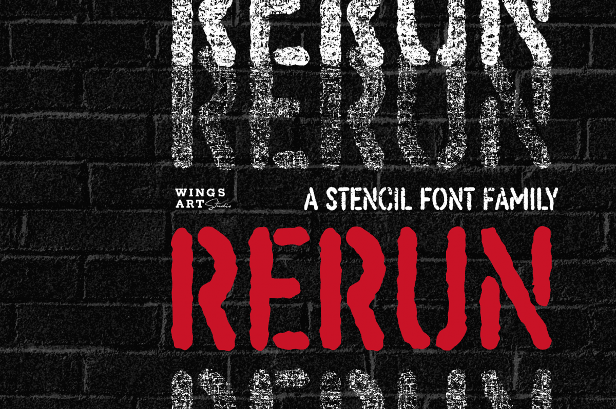 ReRun - A Stencil Font Family by Wingsart Studio
