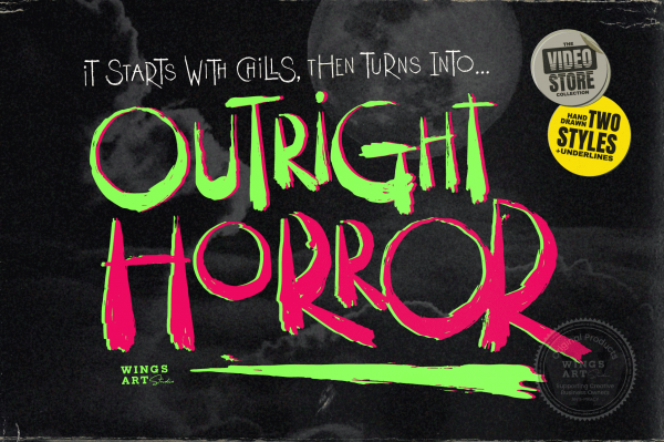 Outright Horror - A hand-Drawn Brush Font for Halloween by Wingsart Studio - Free Download