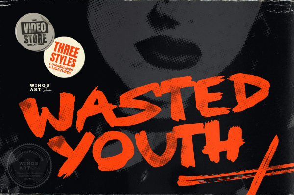 Wasted Youth: A 90s Grunge Inspired Brush Font by Wingsart Studio Free Download