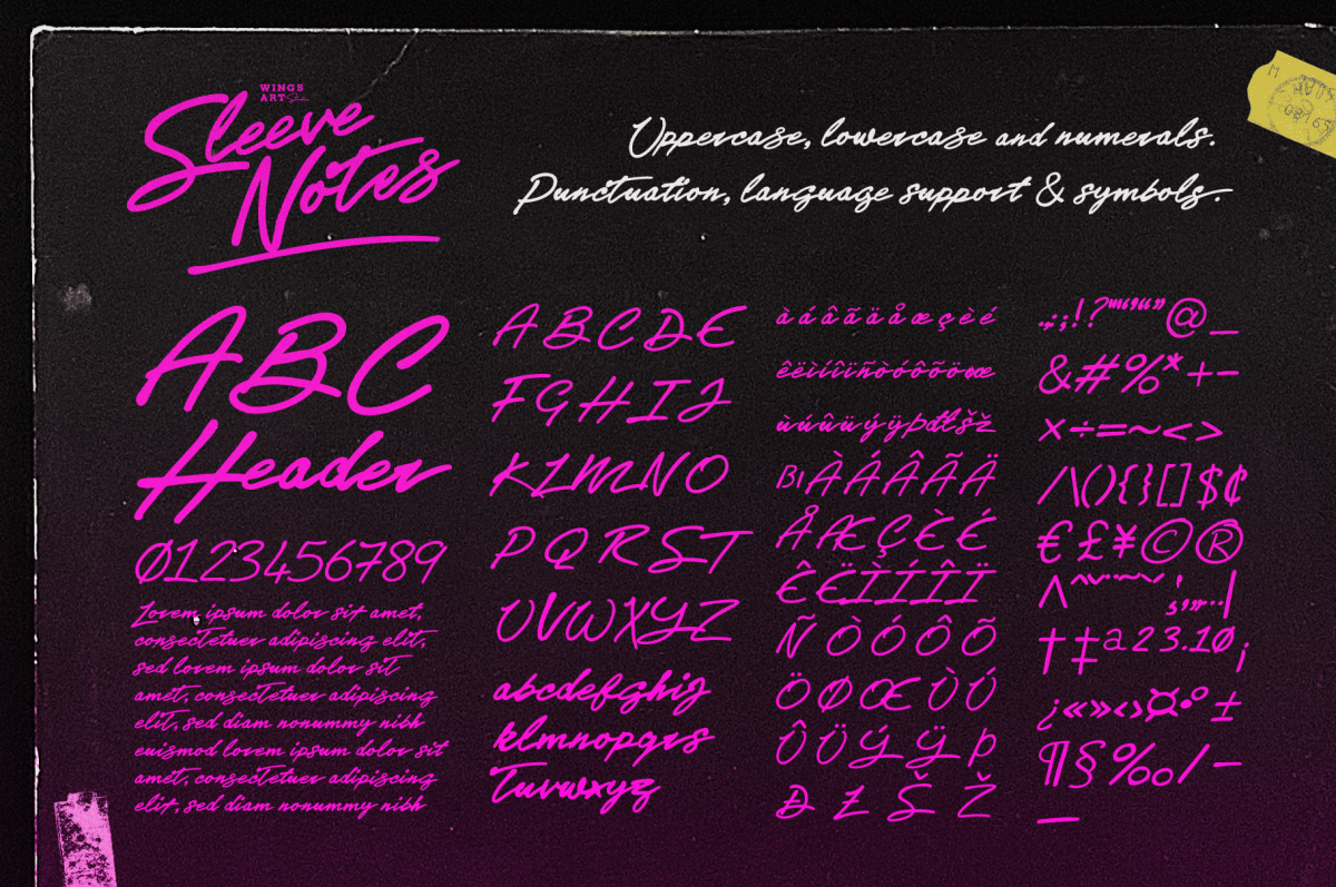 Sleeve Notes 80s Script Font Download
