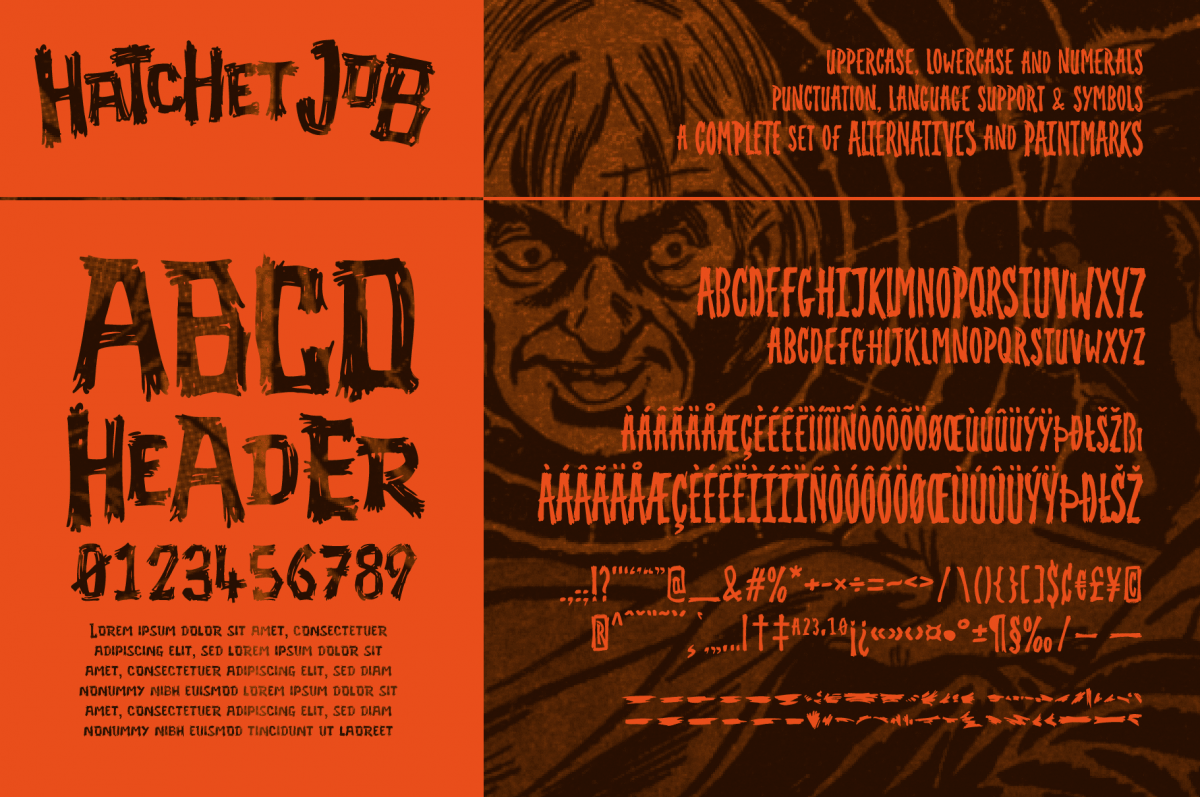 Hatchet Job - A Halloween Brush Font by Wingsart Studio