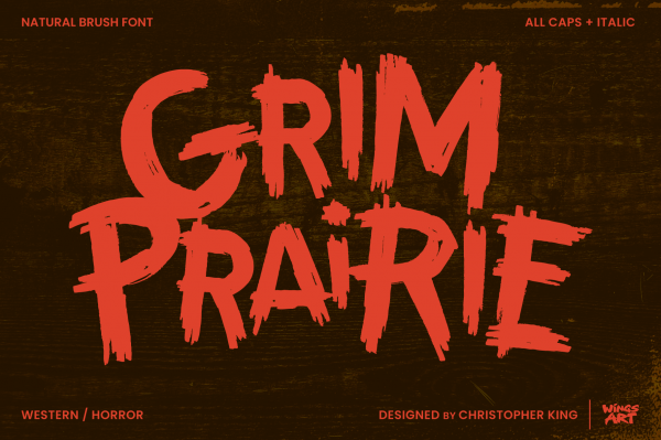 Grim Prairie: A Hand-Drawn Western Horror Brush Font by Wingsart Studio