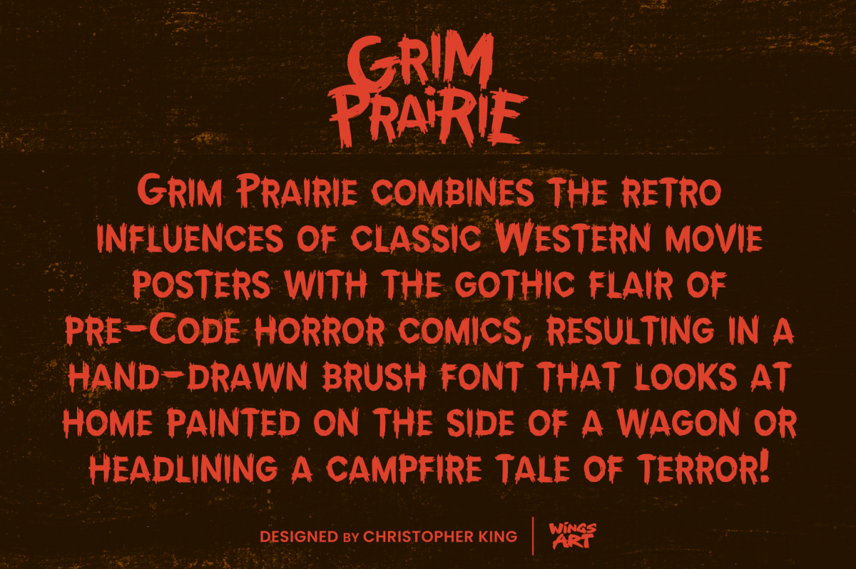 Grim Prairie: A Hand-Drawn Western Horror Brush Font by Wingsart Studio