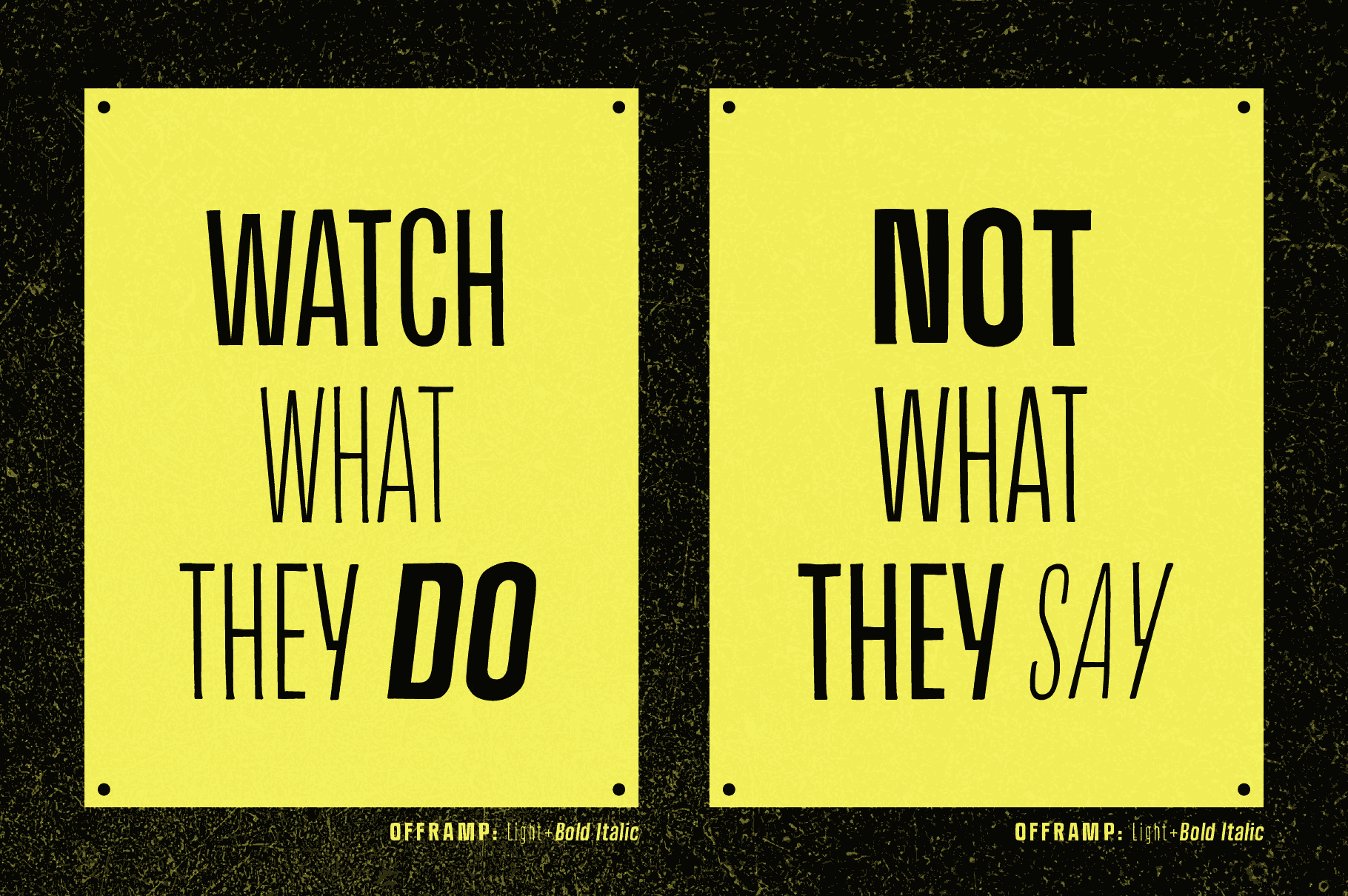 Off Ramp - An Industrial Sans-Serif Font Inspired by Roadside Lettering. By Wingsart Studio | Christopher King Off Ramp - A Tall Hand-Drawn Sans-Serif by Wingsart Studio | Christopher King