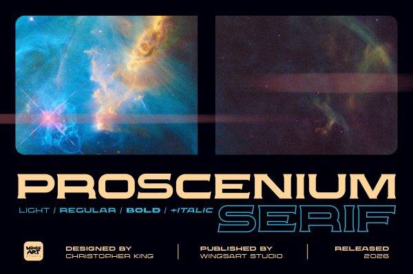 Proscenium Serif - A Widescreen Title Font Designed for Cinema by Wingsart Studio
