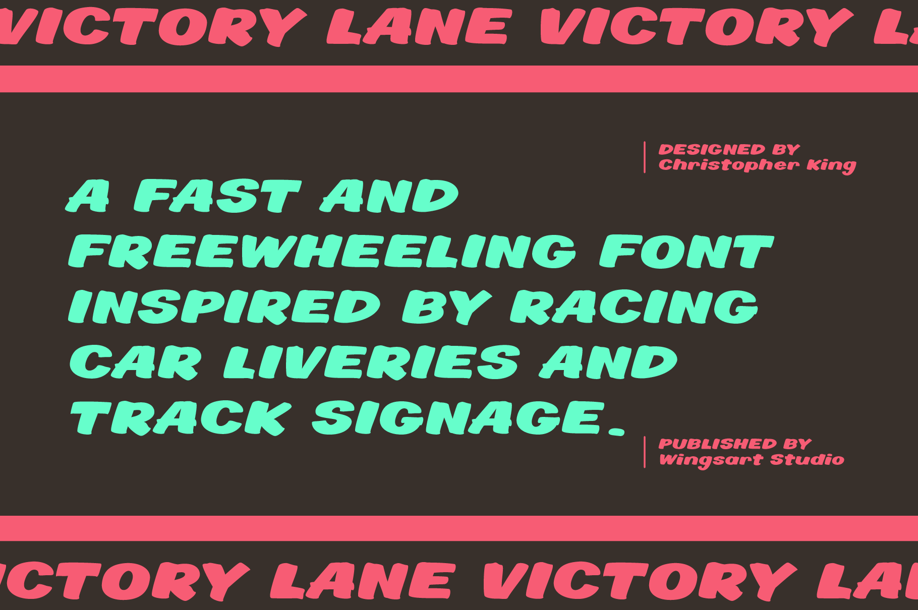 Victory Lane – A Brush Font for Race Car Livery and Signage by Wingsart Studio Victory Lane – A Brush Font Built for the Racetrack by Wingsart Studio