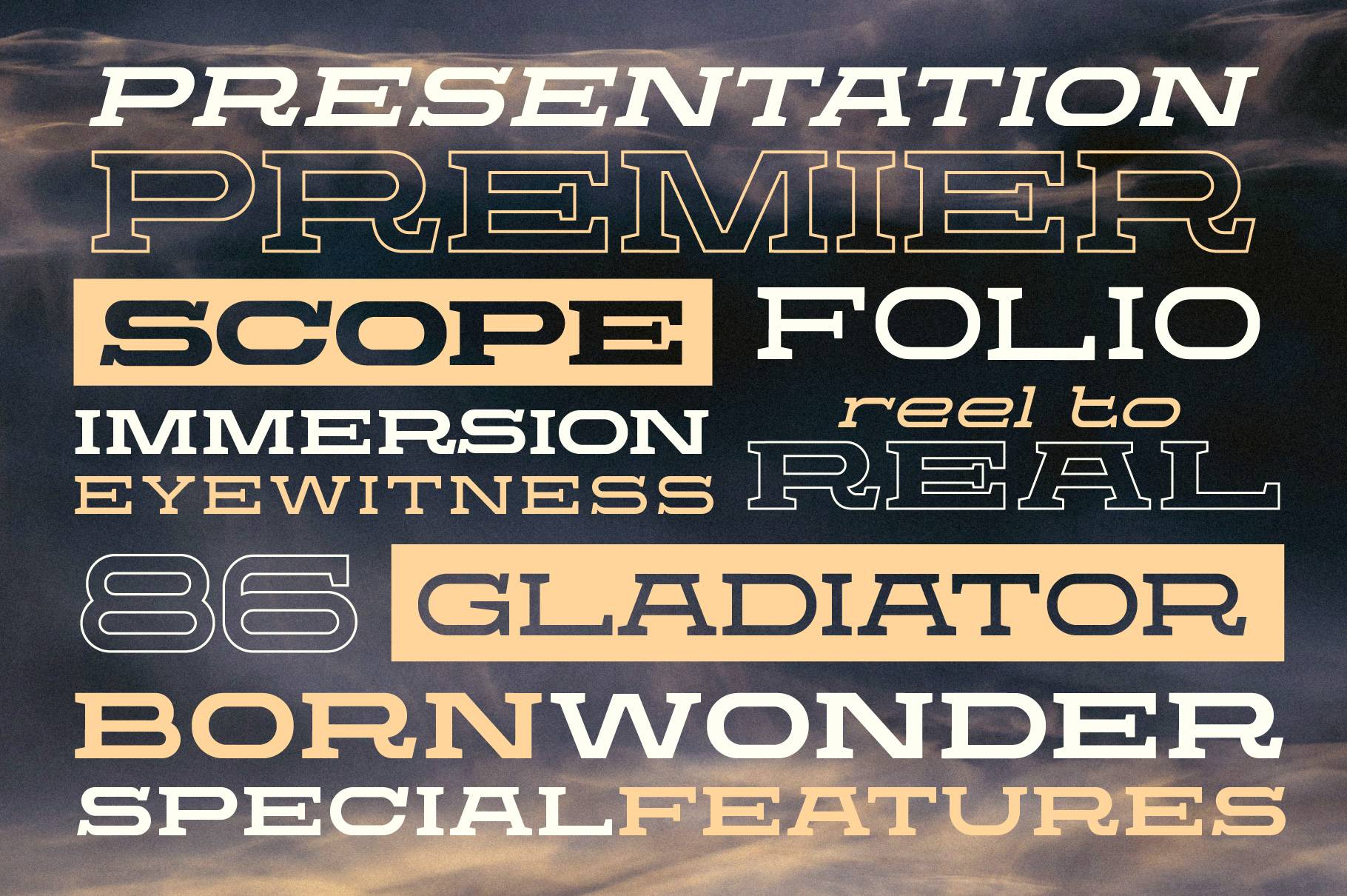 Proscenium Slab - An Ultra-Wide Title Font Designed for Cinema