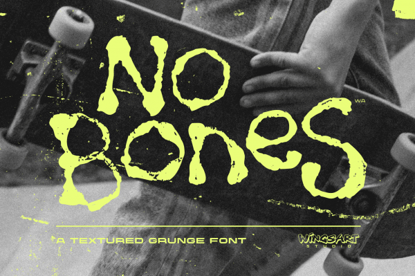 No Bones - A Textured Skate Font by Wingsart Studio