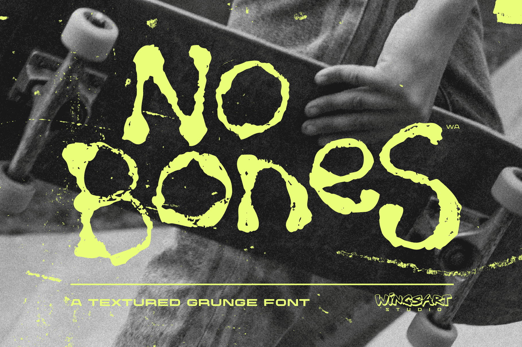 No Bones - A Textured Grunge Font by Wingsart Studio No Bones - A Textured Skate Font by Wingsart Studio