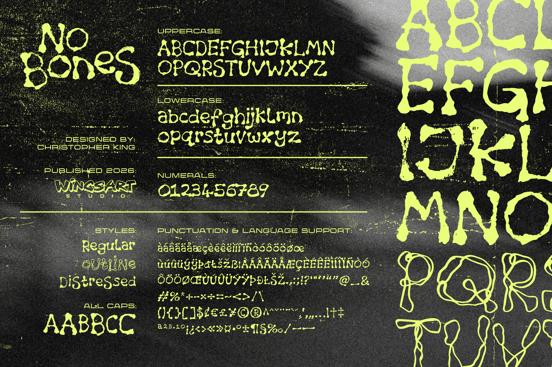 No Bones - A Textured Grunge Font by Wingsart Studio No Bones - A Textured Skate Font by Wingsart Studio