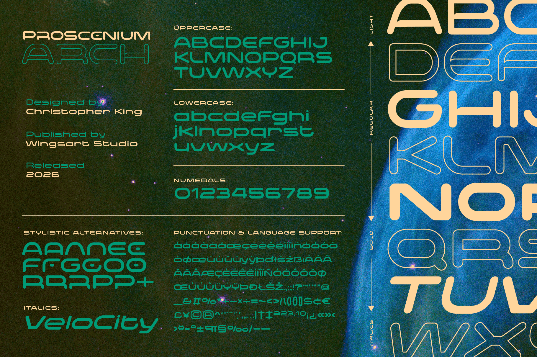 Proscenium Arch - An Ultra-Wide Cinematic Sci-Fi Font by Wingsart Studio Proscenium Arch - An Ultra-Wide Cinematic Sci-Fi Font by Wingsart Studio
