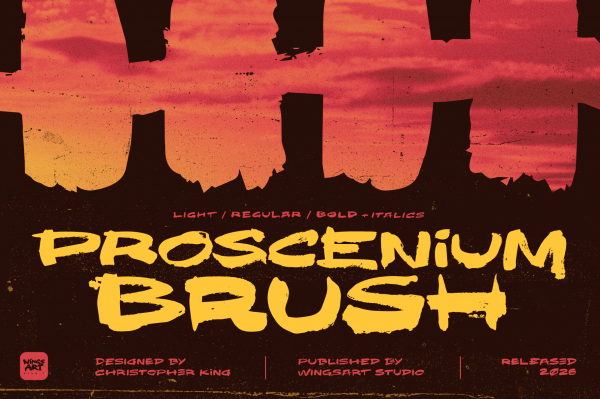 Free Download: Proscenium Brush - Martial Arts Movie Brush Font by Wingsart Studio