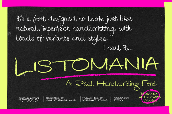 Listomania - Natural chalk handwriting in an amazing new font