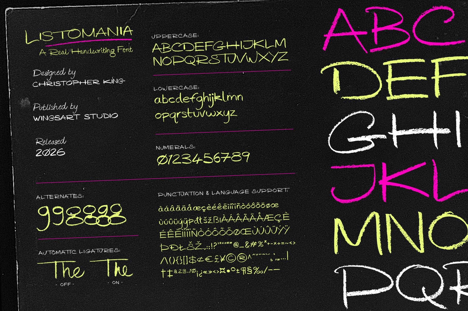 Listomania - A Real Handwriting Font by Wingsart Studio Listomania - Natural chalk handwriting in an amazing new font